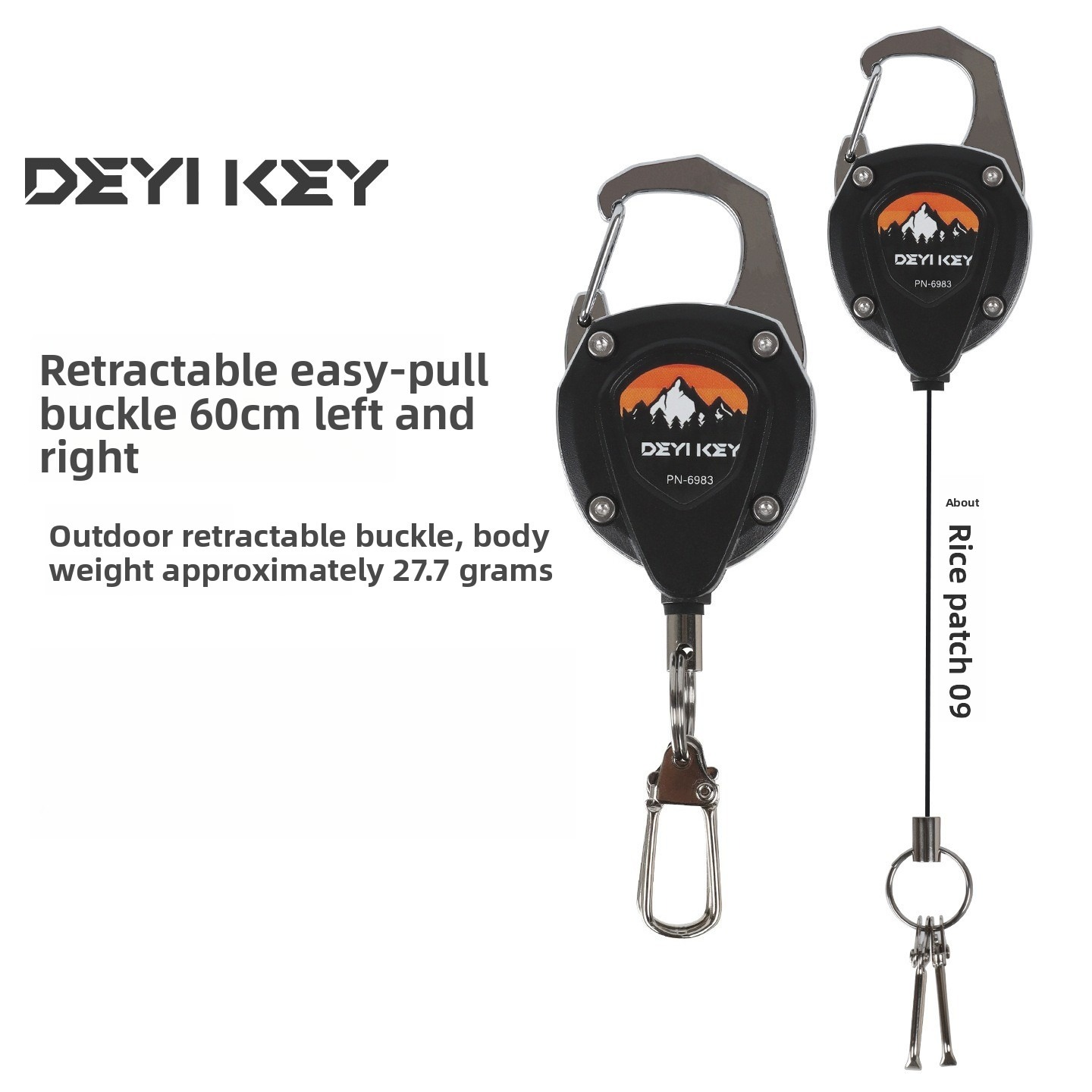 Fly Reel - Llavero Retráctil Resistente con Mosquetón Antipérdida,
